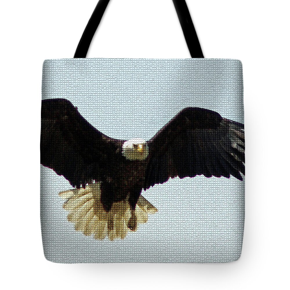 America Tote Bag featuring the digital art Mosaic Bald Eagle by David Desautel