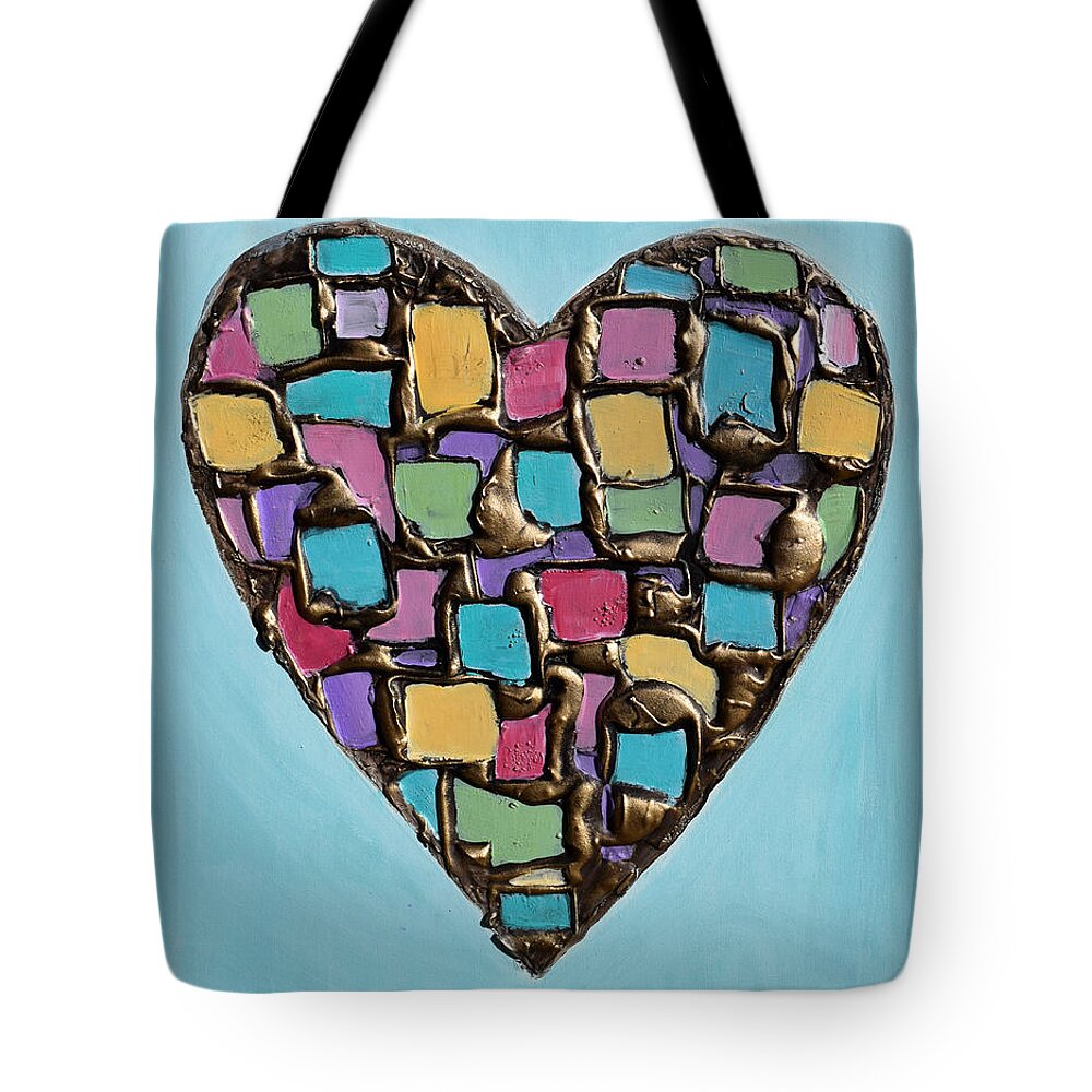 Heart Tote Bag featuring the painting Mosaic Heart by Amanda Dagg
