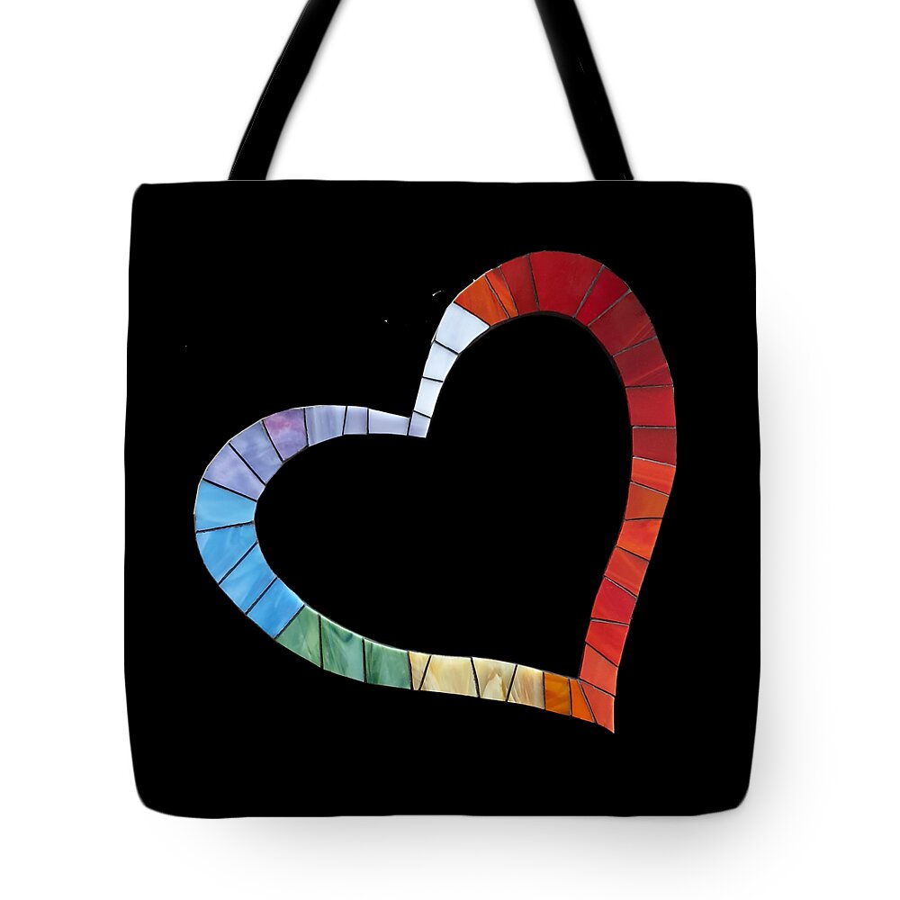 Heart Tote Bag featuring the glass art Mosaic Heart In Rainbow Colors by Adriana Zoon
