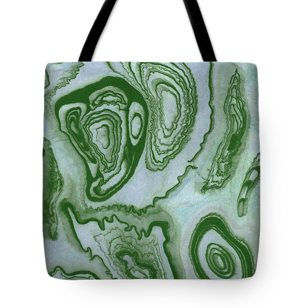 Agate Tote Bag featuring the painting Moss Green Agate Stone Texture Watercolor Collection I by Irina Sztukowski