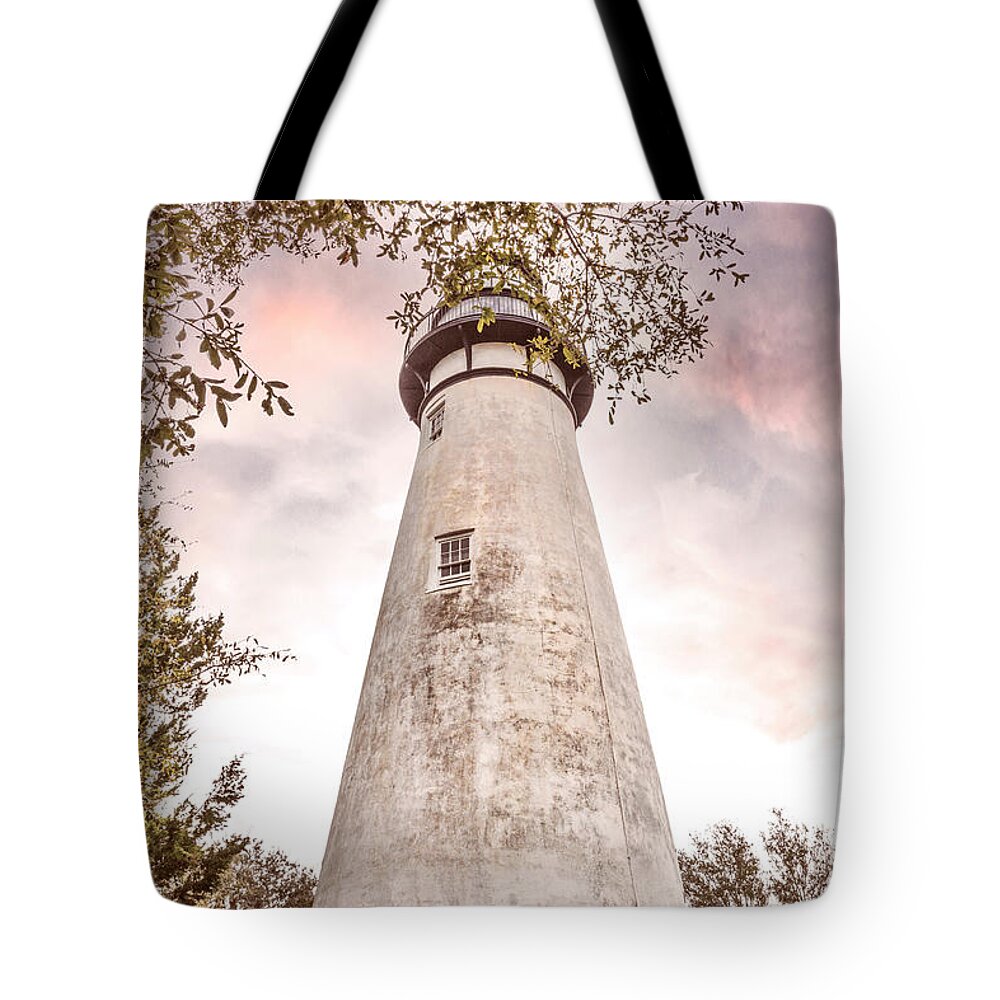 Lighthouse Tote Bag featuring the photograph Mossy Trees around the Amelia Island Lighthouse Beachhouse Hues by Debra and Dave Vanderlaan