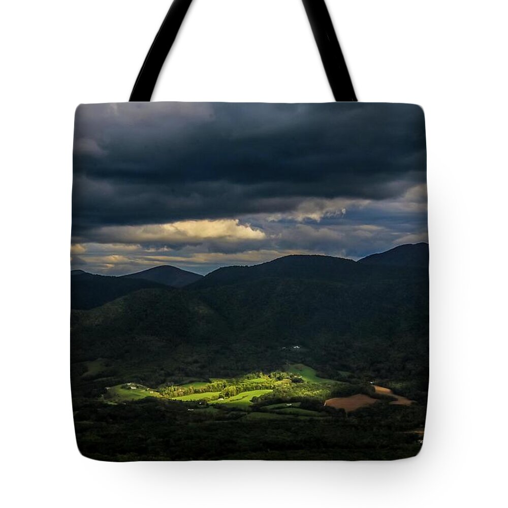 Blue Ridge Parkway Tote Bag featuring the photograph Mostly Cloudy by Deb Beausoleil
