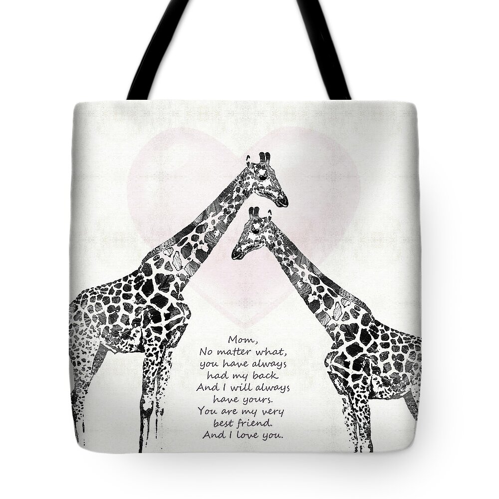Mother Giraffe Art - I've Got Your Back Mom Tote Bag by Sharon Cummings -  Pixels