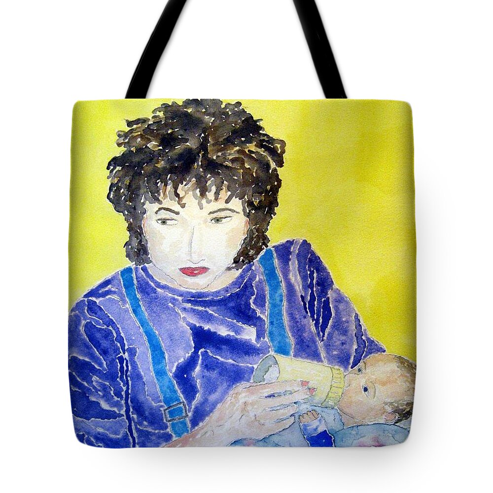 Watercolor Tote Bag featuring the painting Mother of Lore by John Klobucher