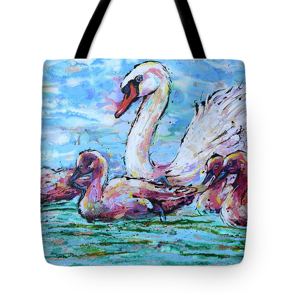  Tote Bag featuring the painting Vigilant White Swan by Jyotika Shroff