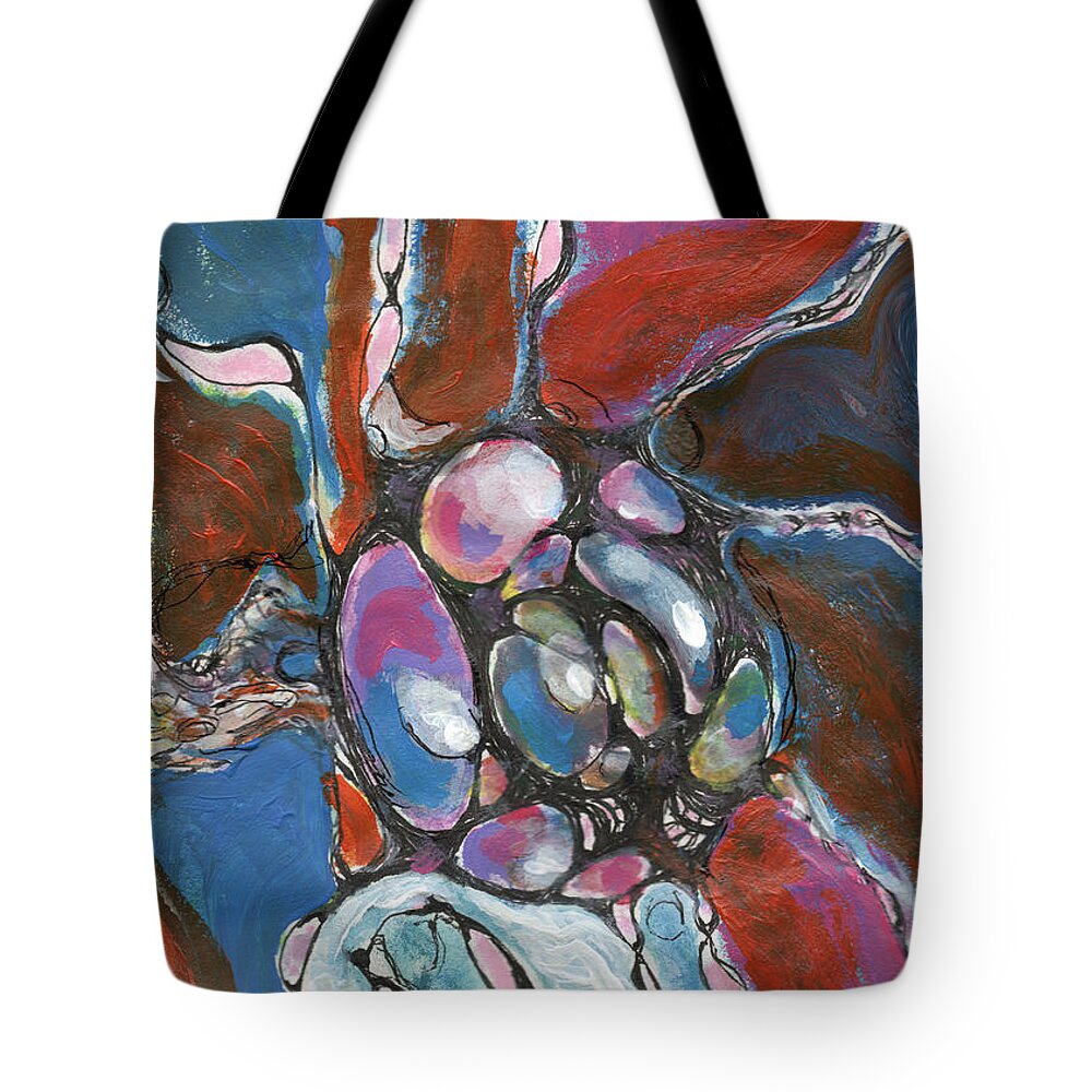 Neurographic Tote Bag featuring the painting Mothers Love by Zsanan Studio