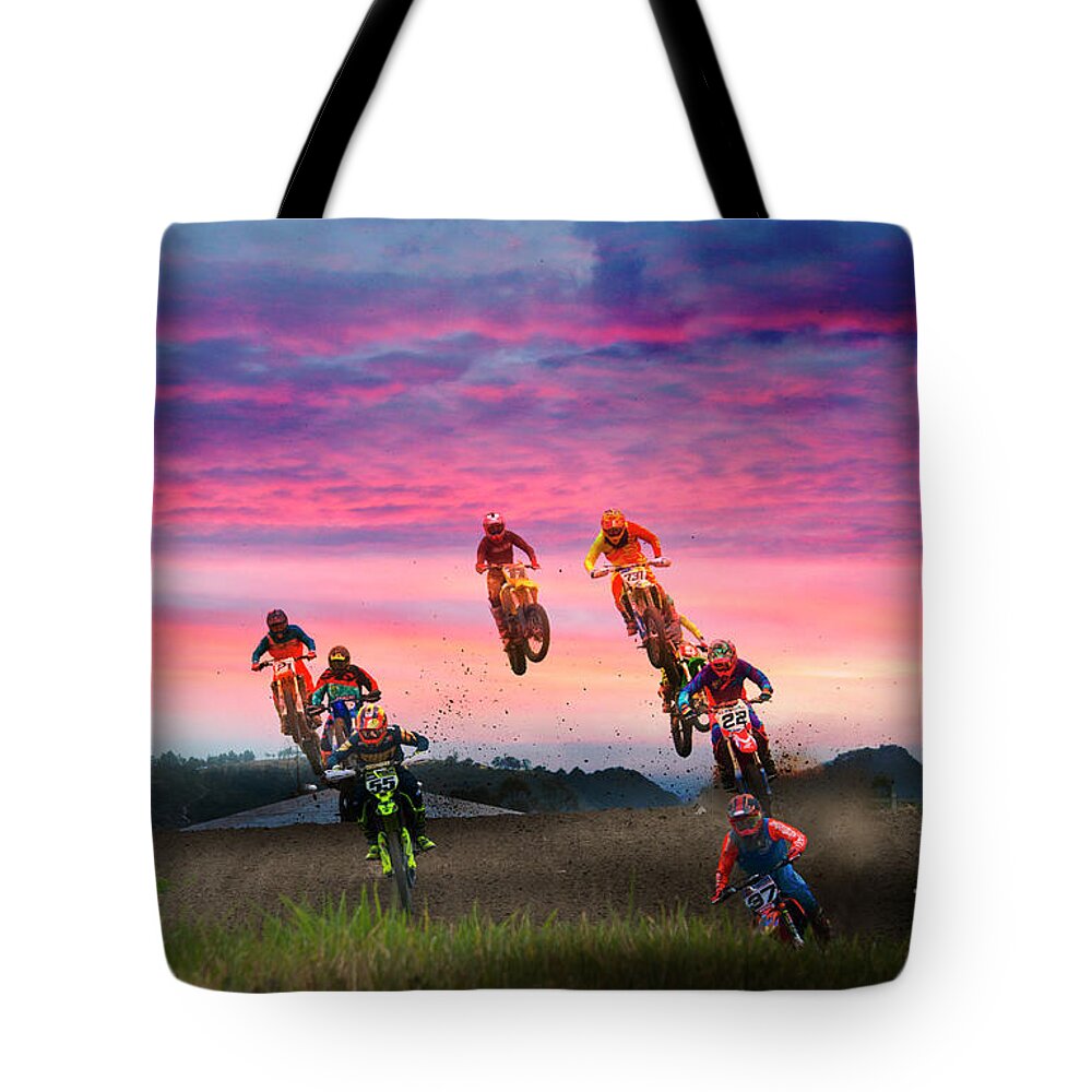 Motocross Tote Bag featuring the photograph Motocross Is Not For Sissies VI by Al Bourassa