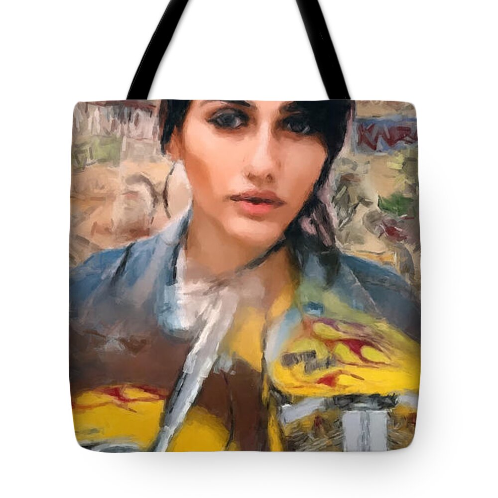 Motorcycle Rider Tote Bag featuring the painting Motorcycle RIder by Gary Arnold