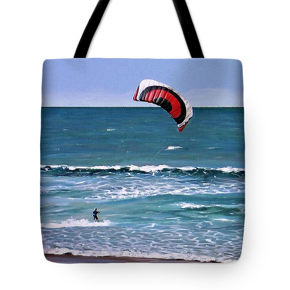 Beach Tote Bag featuring the painting Mount Maunganui 160308 by Sylvia Kula