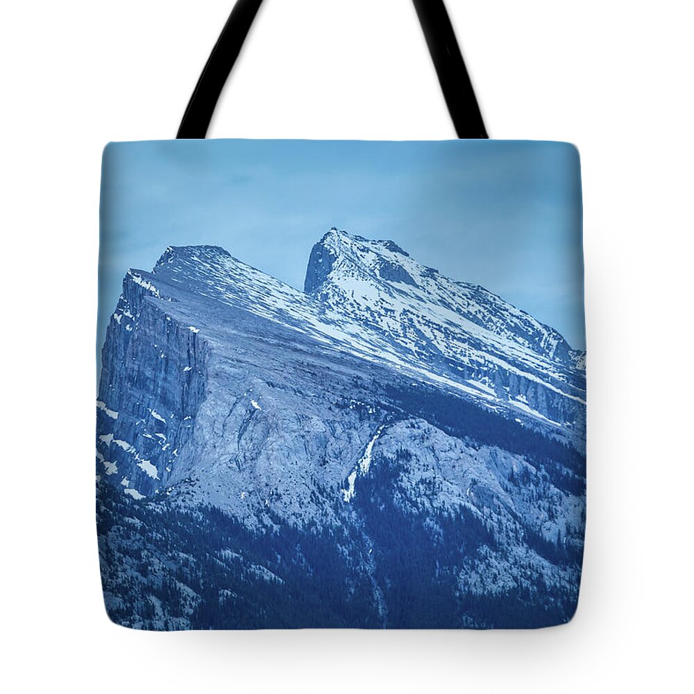 Banff Tote Bag featuring the photograph Mount Rundle mountain peaks in Banff Canada by Rick Deacon