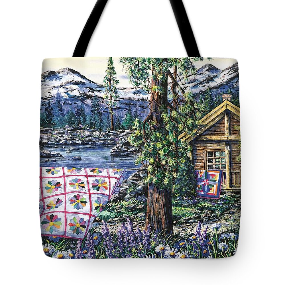 Mountains Tote Bag featuring the painting Mountain Breeze by Diane Phalen