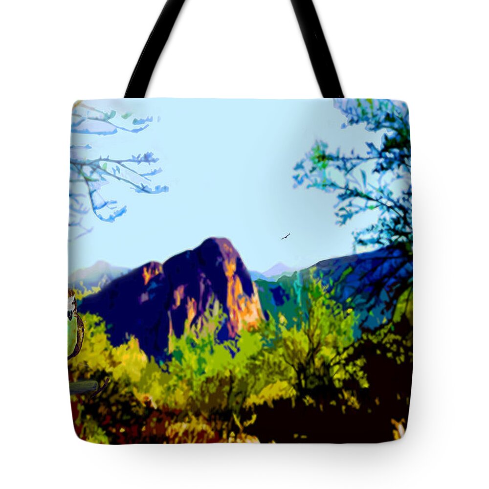 Bird Tote Bag featuring the painting Mountain Hawk by CHAZ Daugherty