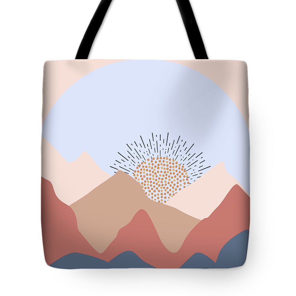 Pastel Sunrise Mountain Scene Silhouette Tote Bag
