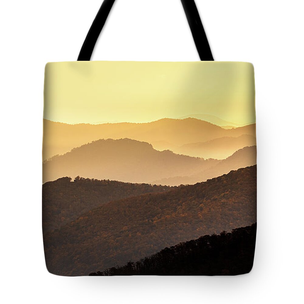 Maggie Valley Tote Bag featuring the photograph Mountain Layers And Early Morning Light by Jordan Hill