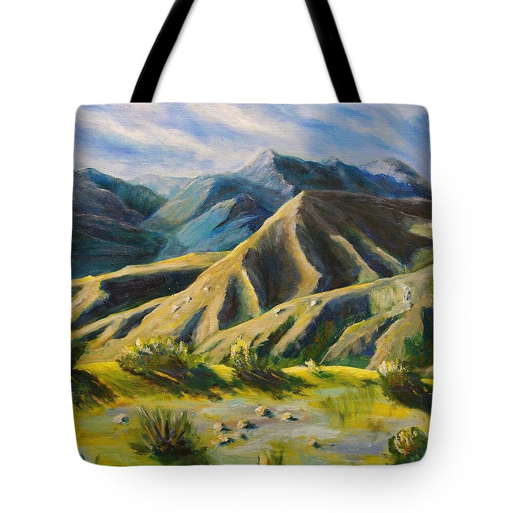 Mountains Tote Bag featuring the painting Mountains A La Kosa by James Hey