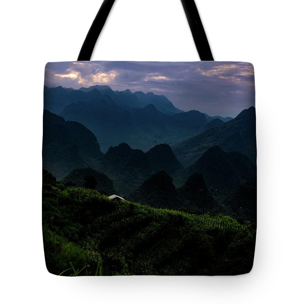 Ha Giang Tote Bag featuring the photograph Waiting For The Night - Ha Giang Loop Road. Northern Vietnam by Earth And Spirit