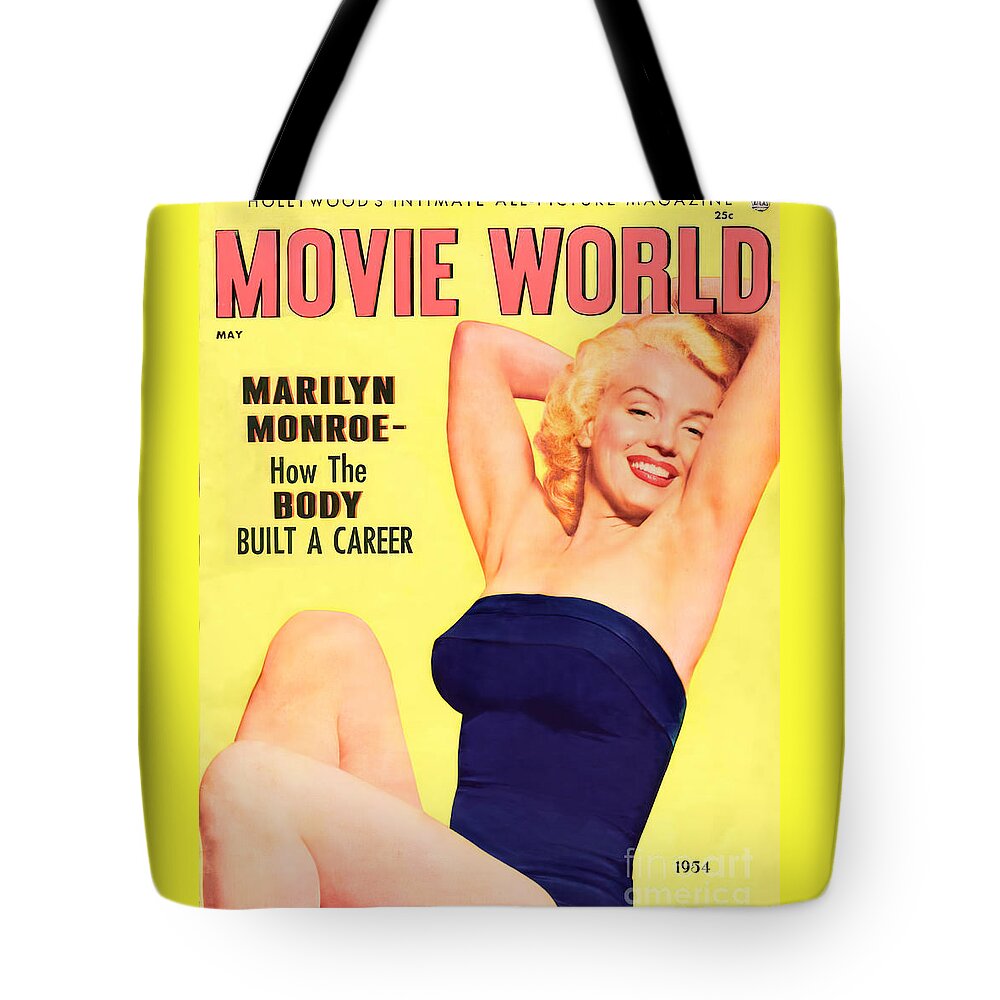 Movie World 1954 Magazine Cover with Marilyn Monroe Tote Bag by Carlos Diaz  - Carlos Diaz - Artist Website