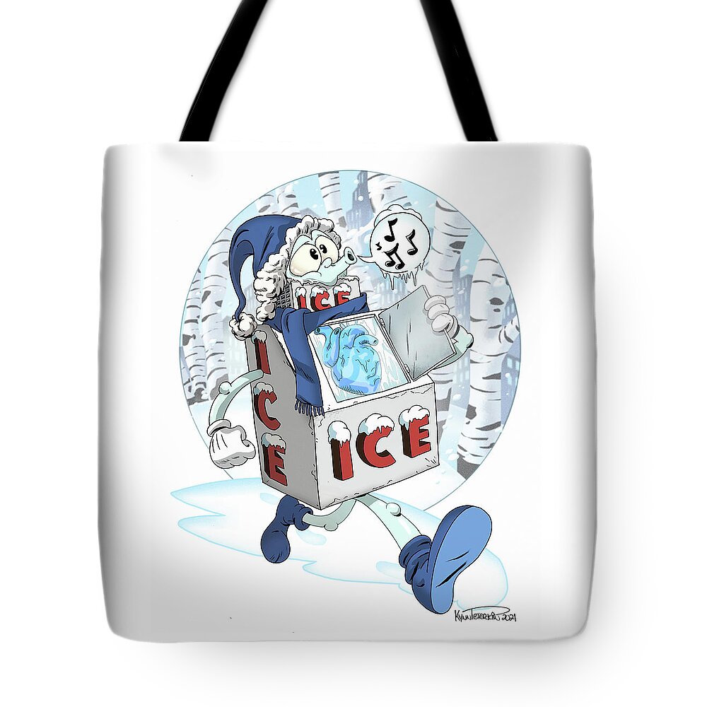 Cartoon Tote Bag featuring the digital art Mr. Ice-Cold by Kynn Peterkin
