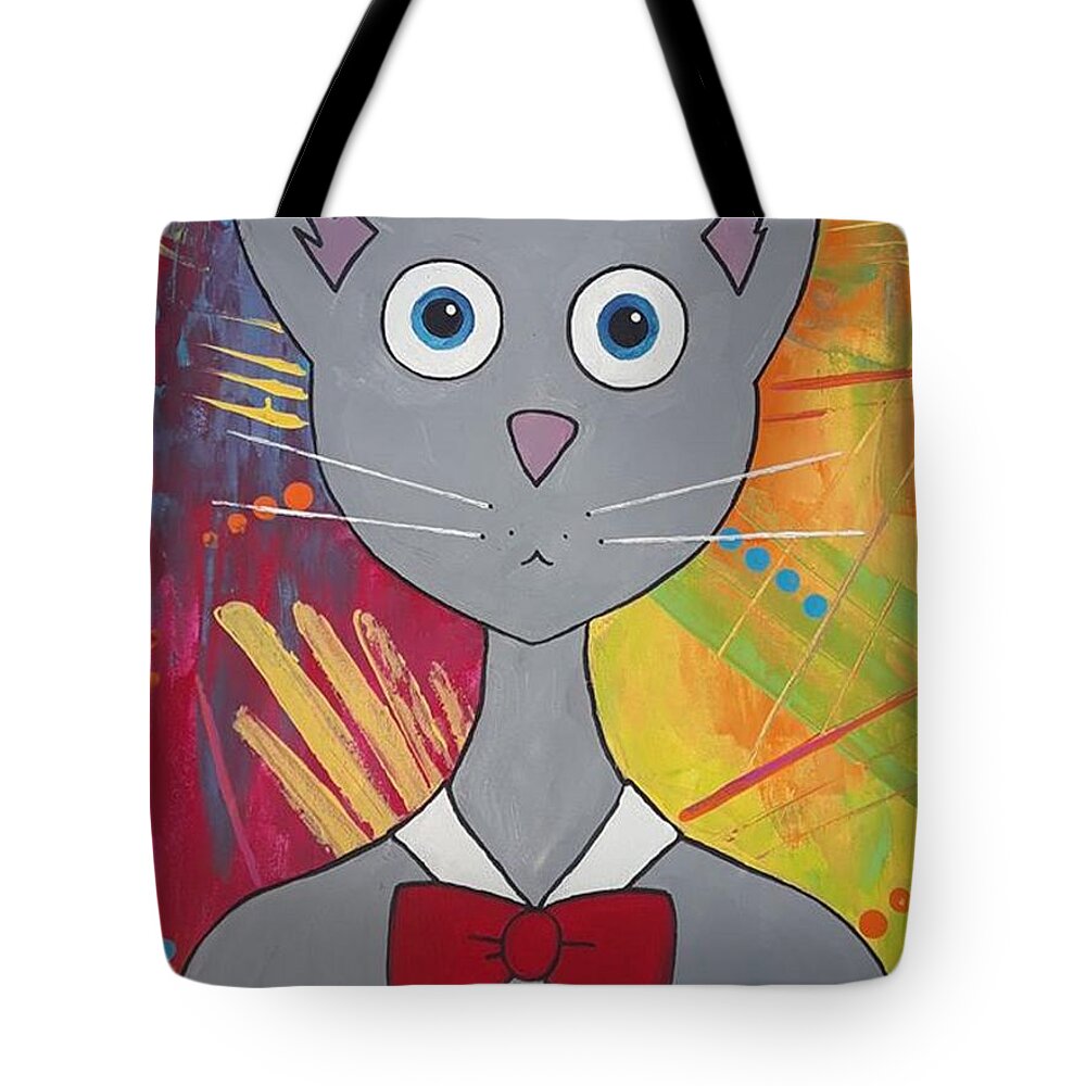 Cat Tote Bag featuring the painting Mr. Mittens by April Reilly