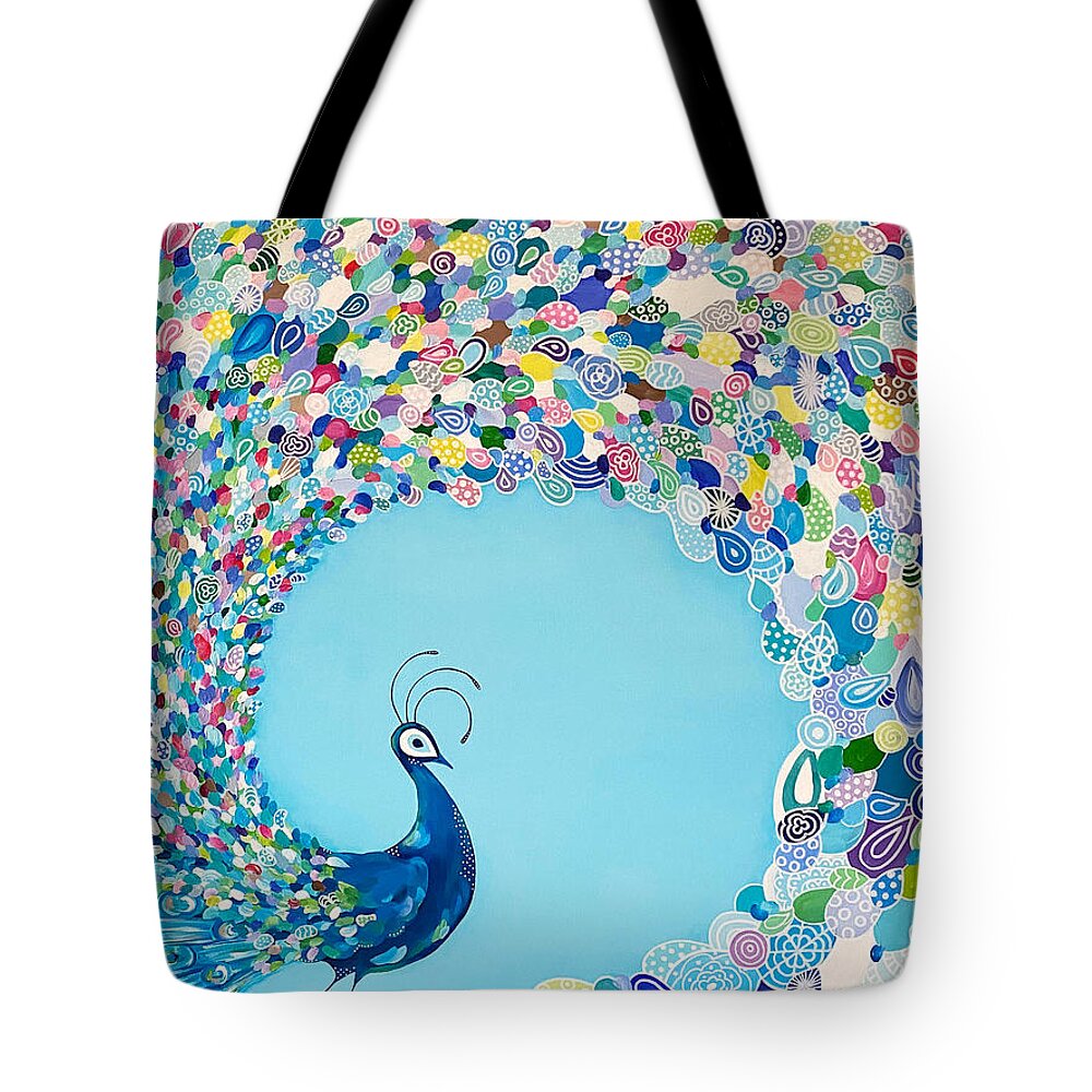 Blues Tote Bag featuring the painting Mr. Peacock by Beth Ann Scott