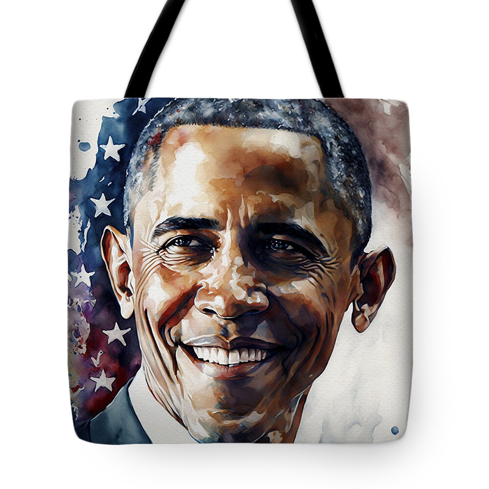 Barack Obama Tote Bag featuring the digital art Mr. President by Kai Saarto