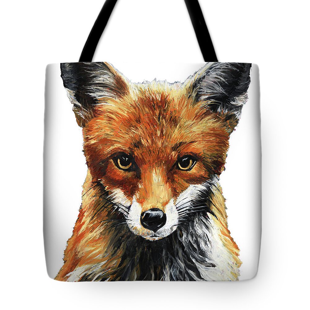 Fox Tote Bag featuring the painting Mrs. Fox Oil Painting with White Background by Ashley Lane