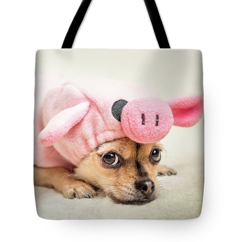 Adorable Tote Bag featuring the photograph Ms Piggy by Tracy Munson