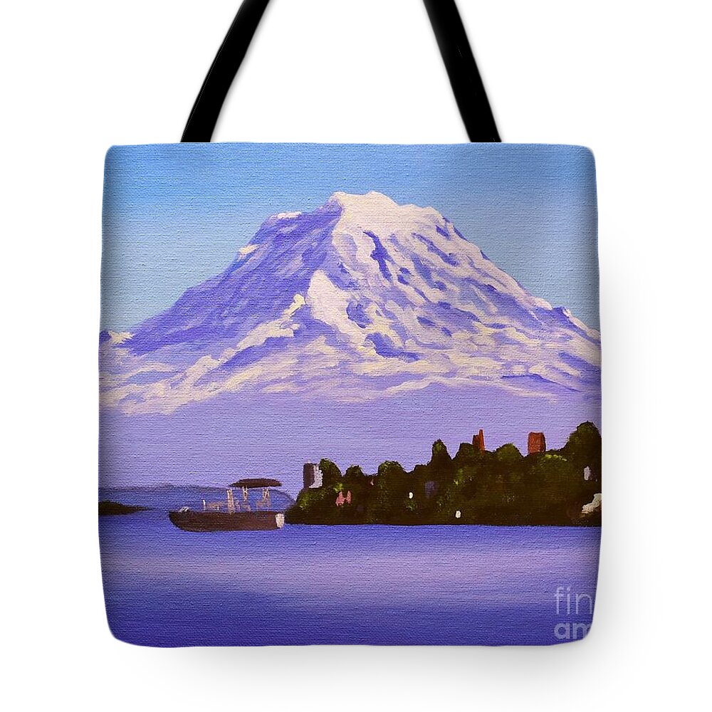 Mt. Rainier Tote Bag featuring the painting Mt. Rainier by Jimmy Chuck Smith