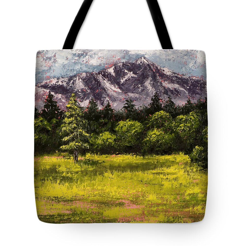 Landscape Tote Bag featuring the painting Mt Tallac Lake Tahoe by Darice Machel McGuire