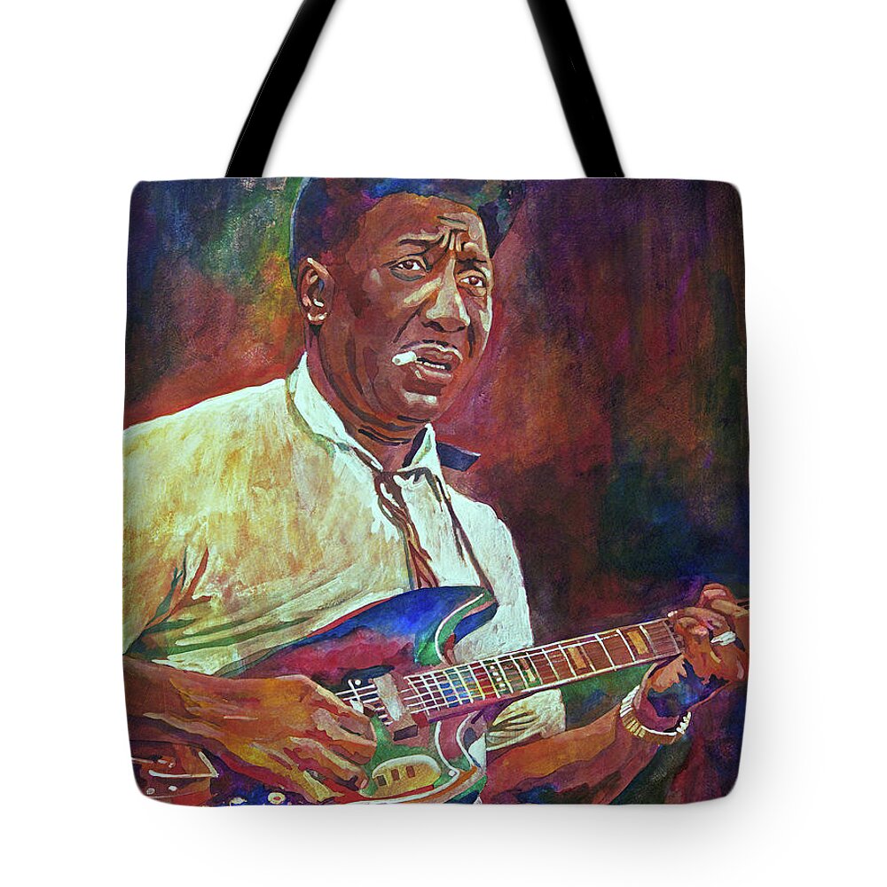 Blues Legend Tote Bag featuring the painting Muddy Waters by David Lloyd Glover