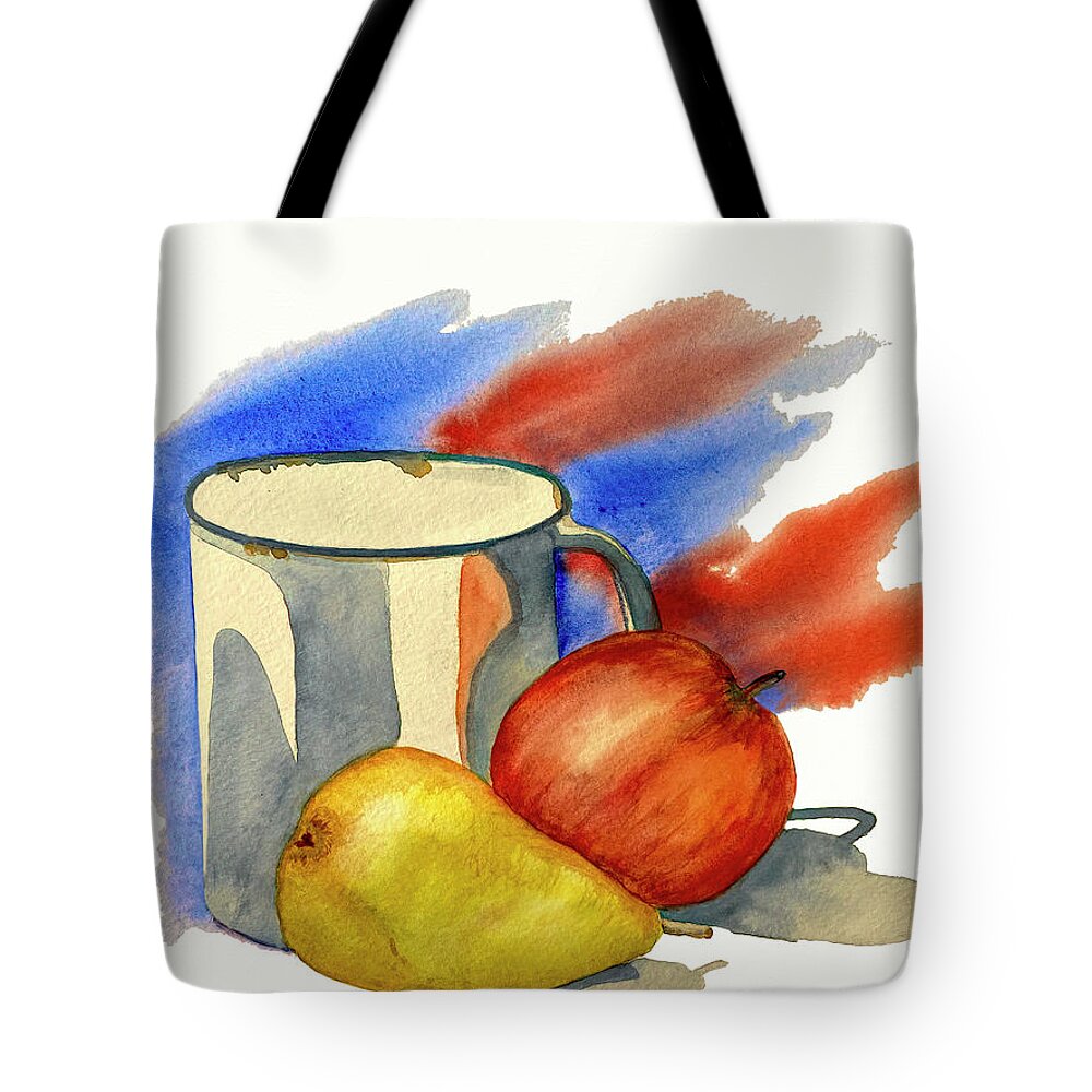 Still Life Tote Bag featuring the painting Mug and Fruit Still Life by Deborah League