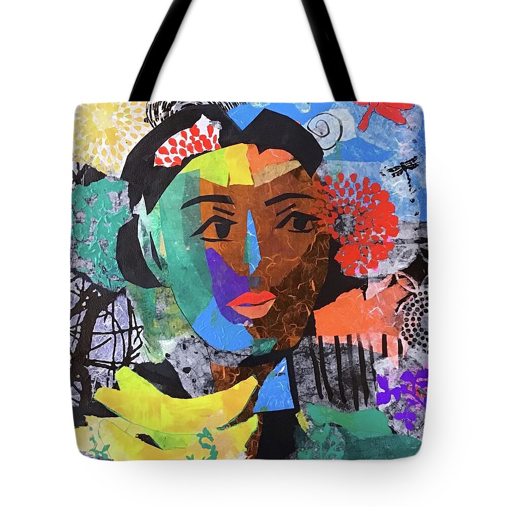 Portrait Tote Bag featuring the painting Mujer con Bananas by Elaine Elliott
