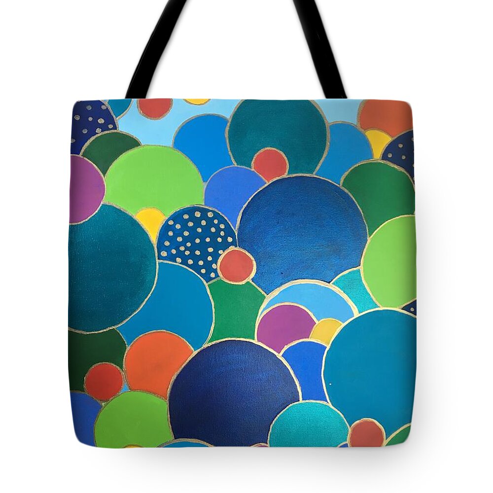 Bubbles Tote Bag featuring the painting Multi-color Bubbles by Debora Sanders