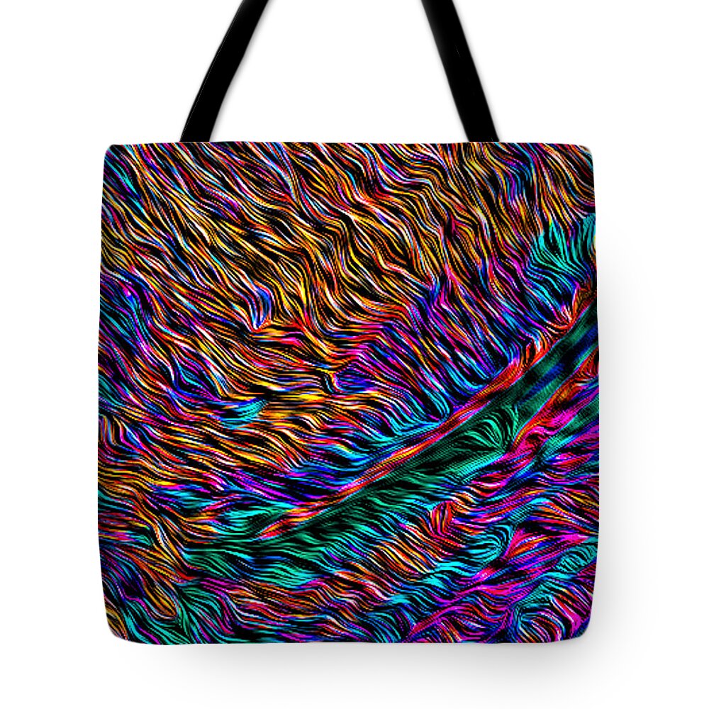 Abstract Tote Bag featuring the digital art Multicolored Weave - Abstract by Ronald Mills