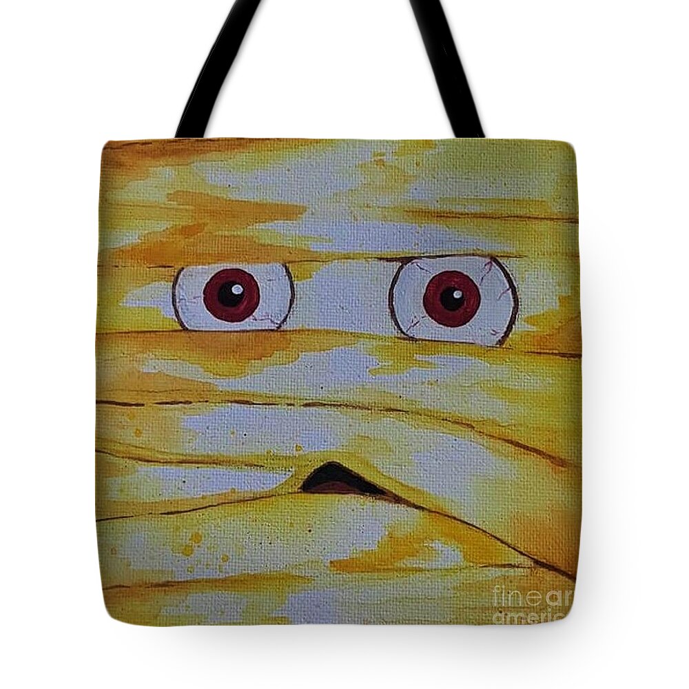Spooky Tote Bag featuring the painting Mummy by April Reilly