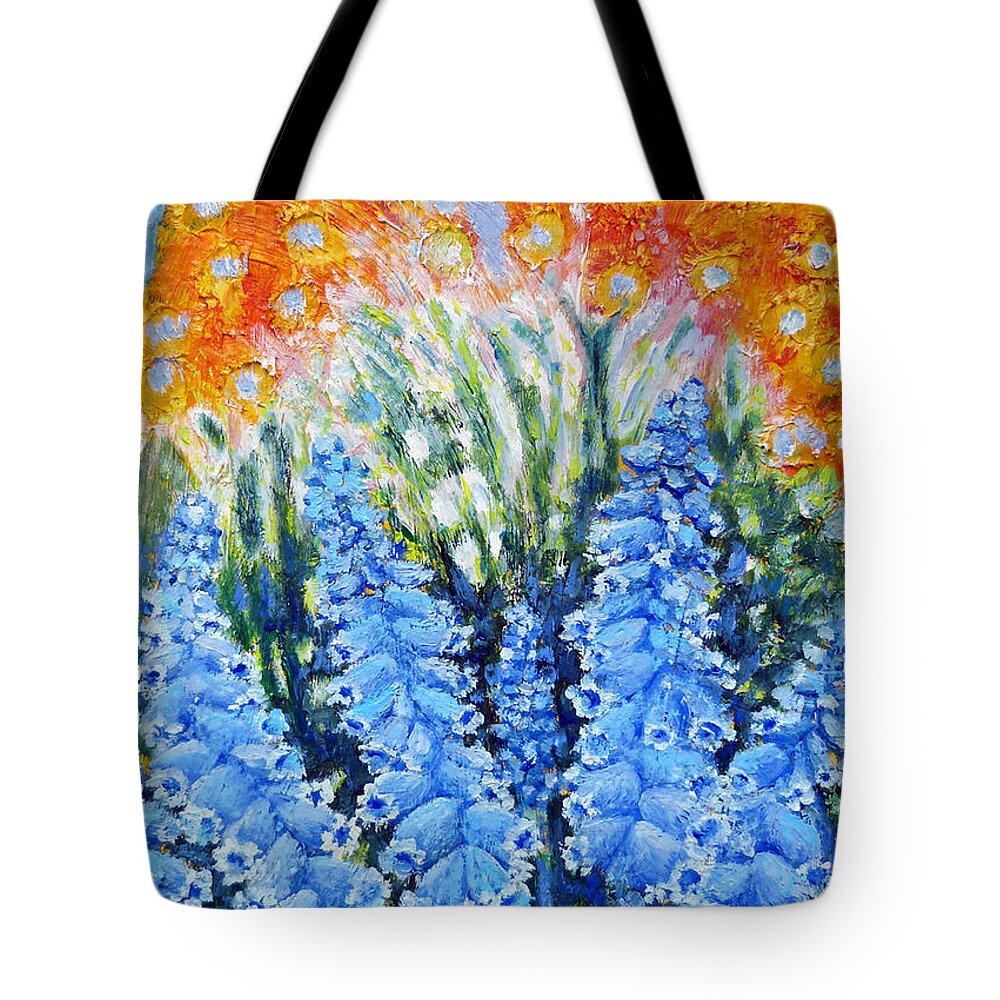Muscari Tote Bag featuring the painting Muscari by Elzbieta Goszczycka