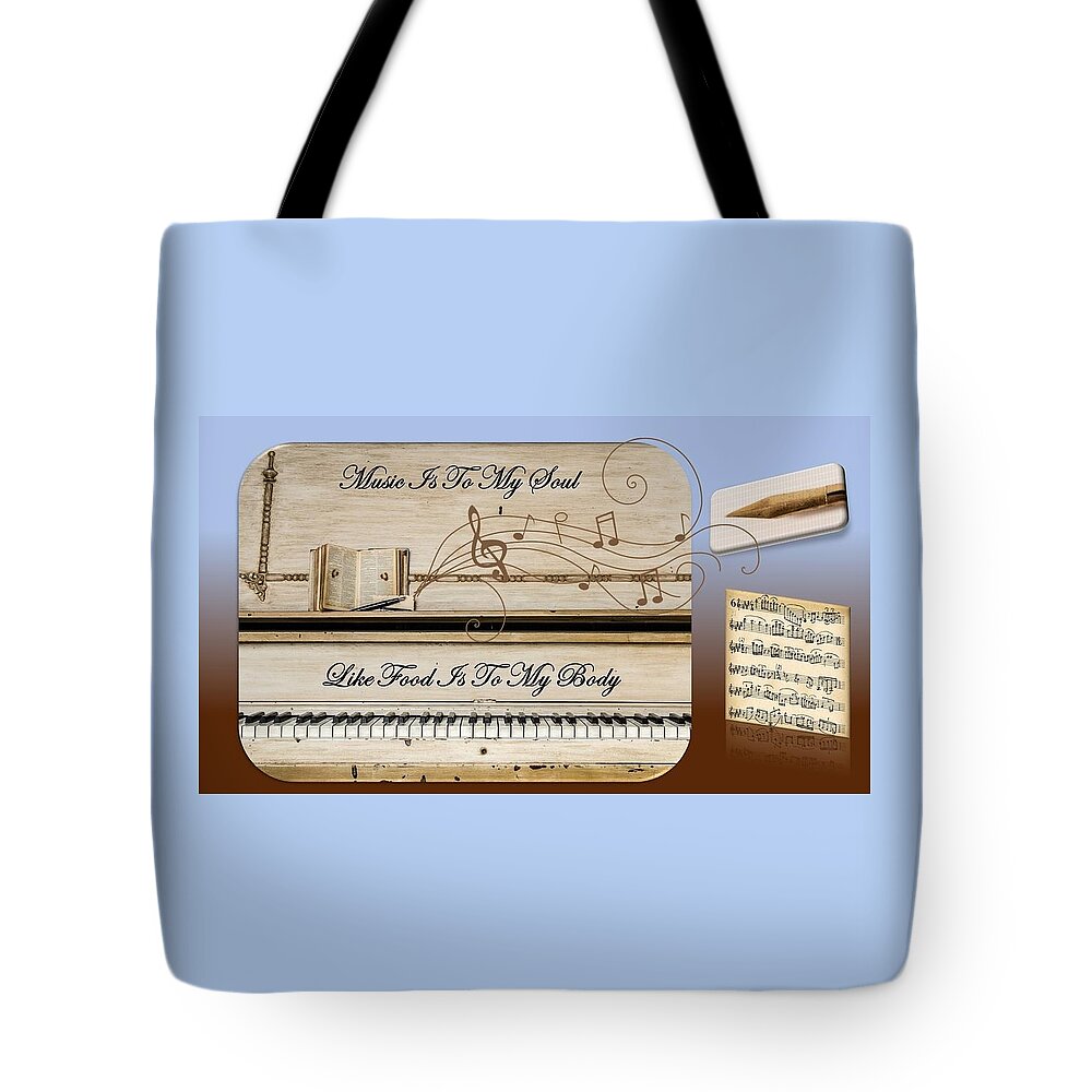 Music Tote Bag featuring the mixed media Music Is To My Soul... by Nancy Ayanna Wyatt