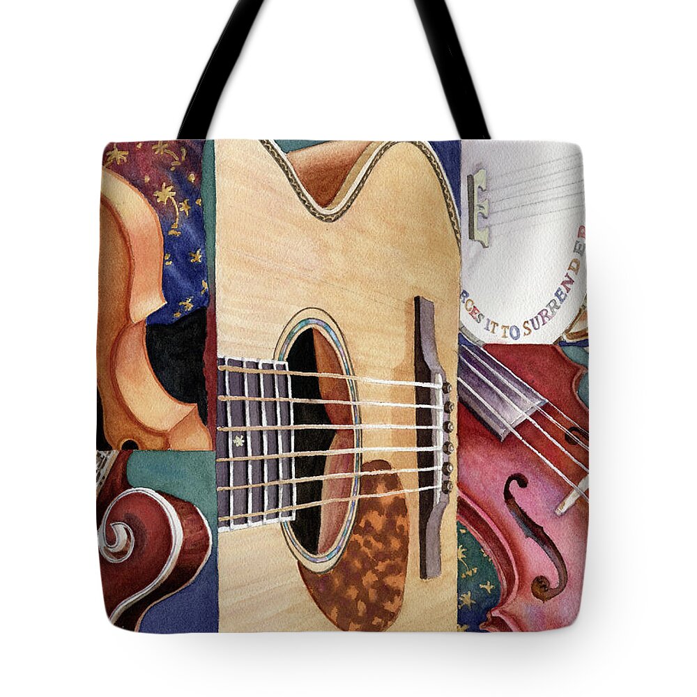 Music Painting Tote Bag featuring the painting Music Mosaic by Anne Gifford