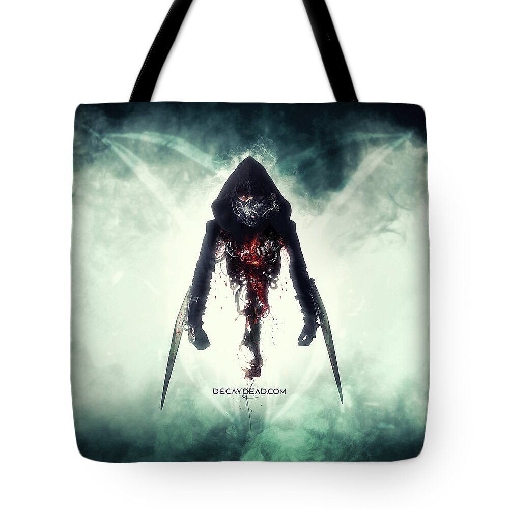 Cyberpunk Future Tote Bag featuring the digital art Mutilator Your nightmare is real by Argus Dorian