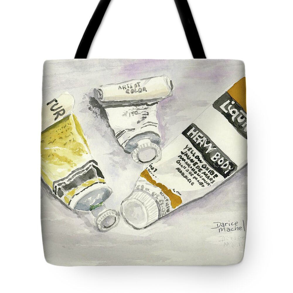 Still Life Tote Bag featuring the painting My Acrylic Paints by Darice Machel McGuire