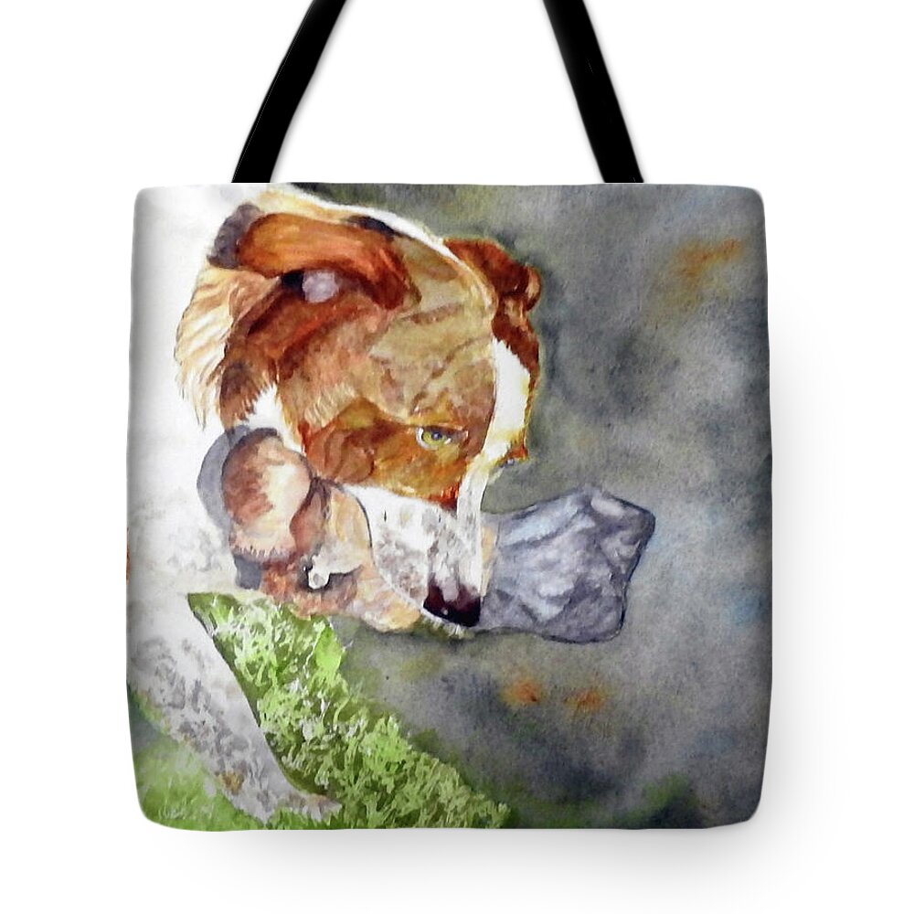 Dog Tote Bag featuring the painting My Bone by Barbara F Johnson