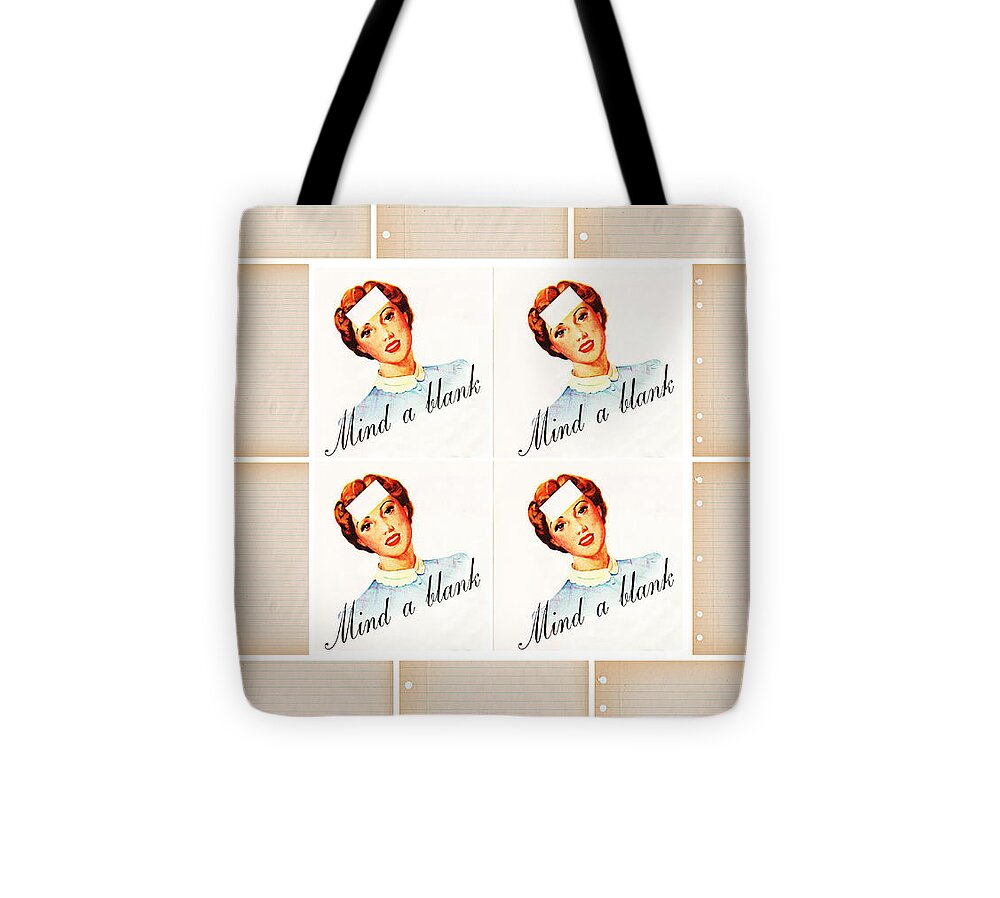 Woman Tote Bag featuring the mixed media My Minds a Blank by Sally Edelstein