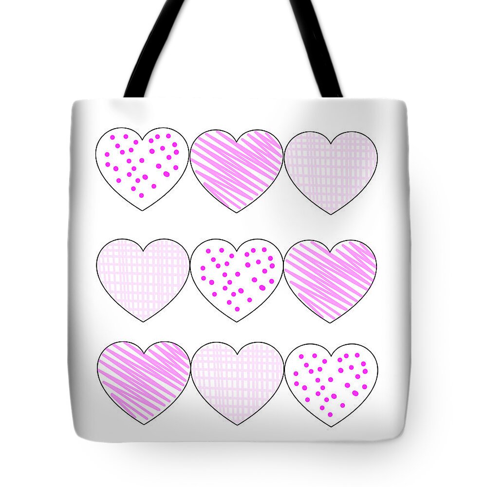 Heart Tote Bag featuring the digital art My Pink Hearts by Moira Law