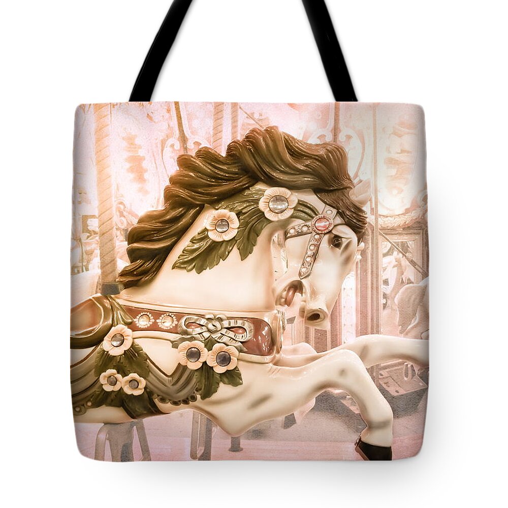 Carousels Tote Bag featuring the photograph My Pink Pony by Colleen Kammerer