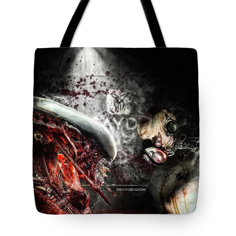 Alien Tote Bag featuring the digital art My Queen Red edition by Argus Dorian