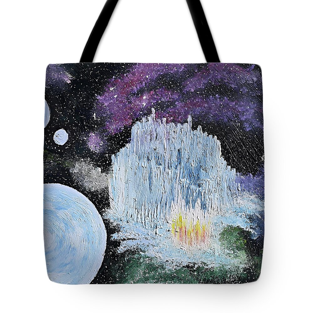 Christina Knight Tote Bag featuring the painting My Tardis at Starfall by Christina Knight