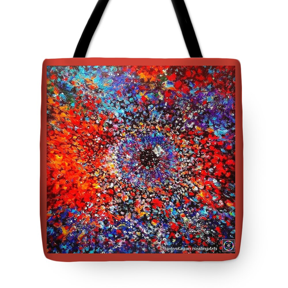 Contemporary Tote Bag featuring the painting My Universe. Third Eye. Series Healing Chakras by Helen Kagan
