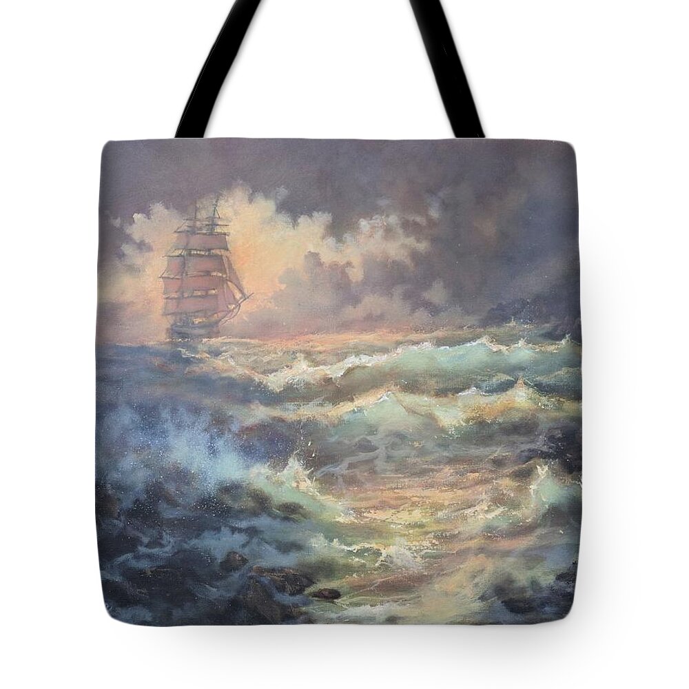 Mysterious Island Tote Bag featuring the painting Mysterious Island by Tom Shropshire
