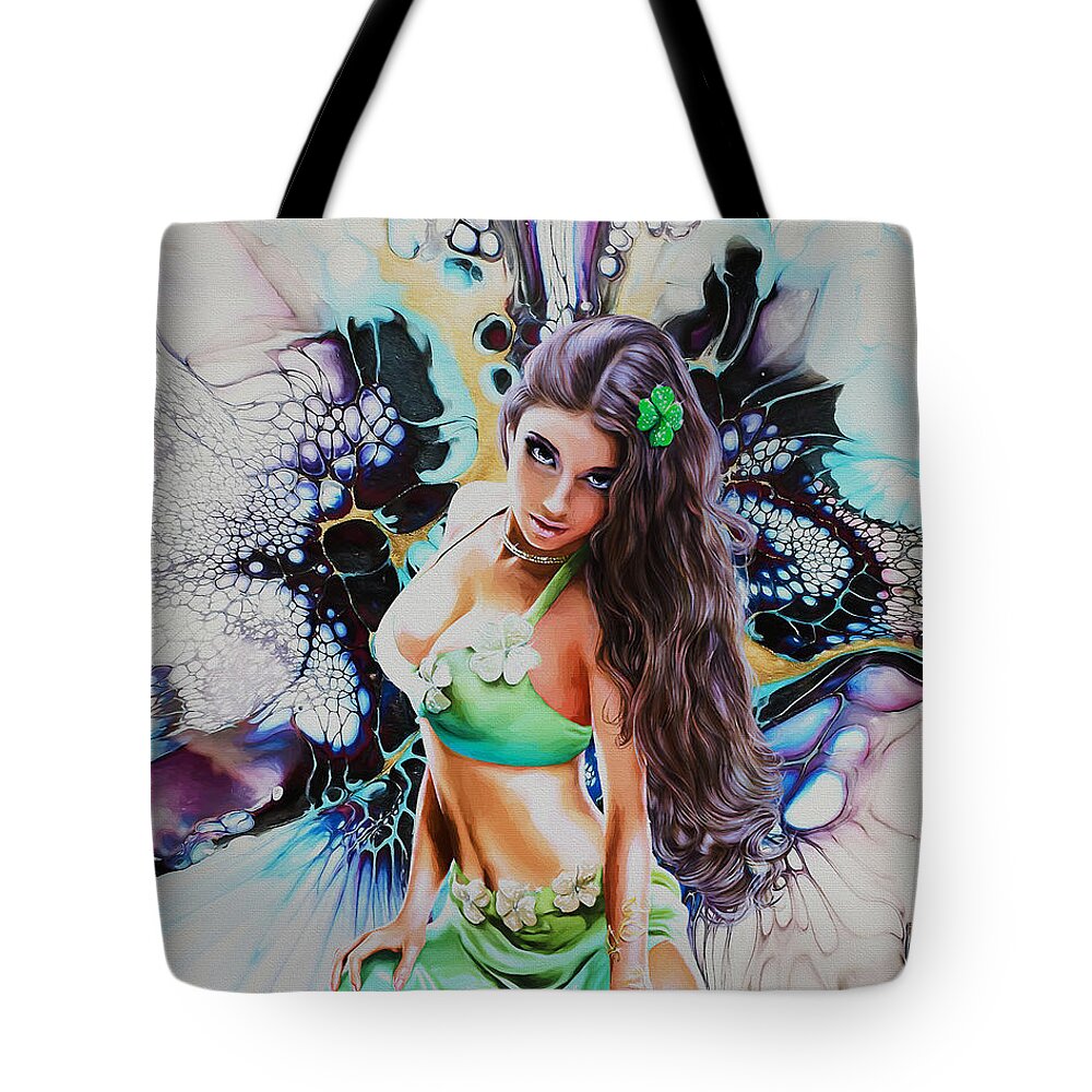 Paint Tote Bag featuring the painting Mystic Lady by Nenad Vasic