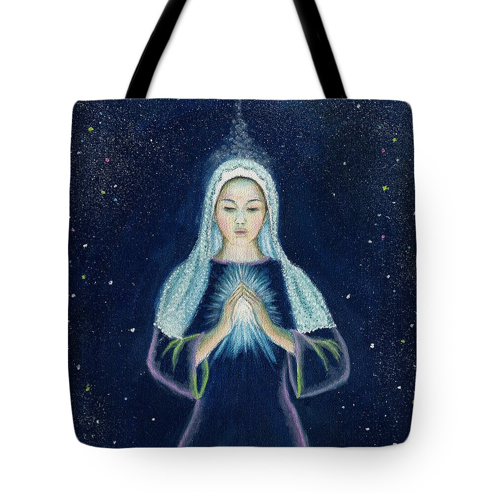 Deep Blue Tote Bag featuring the painting Mystic Prayers by Sheilah Renaud